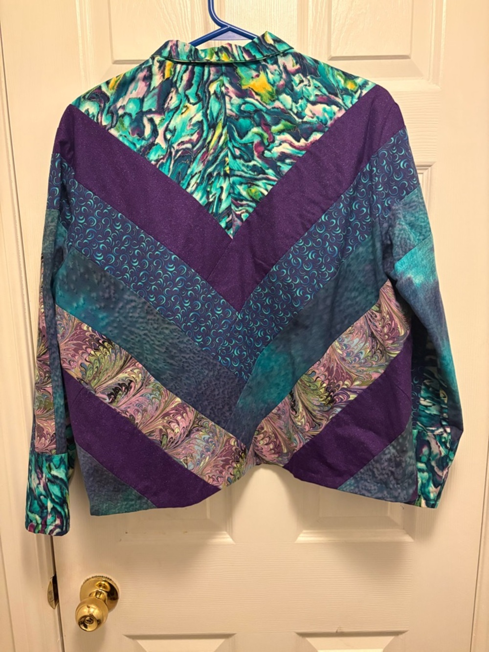 Handmade Women's Teal & Purple Patchwork Jacket